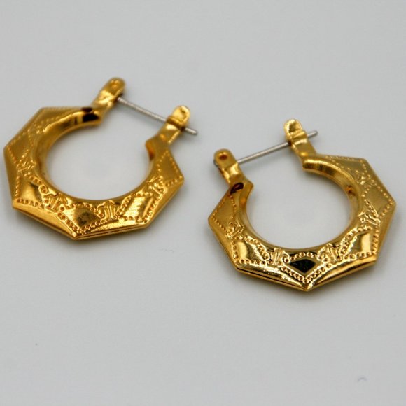 Gold Colored Hoop Earrings - Picture 2 of 3